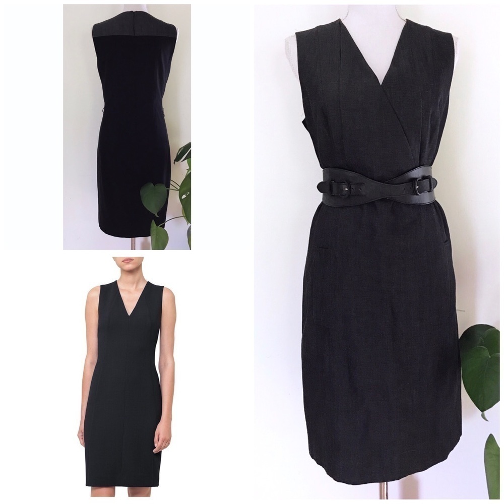 EUC Akris Punto Dark Denim Mixed Jersey Back Dress​​​​​